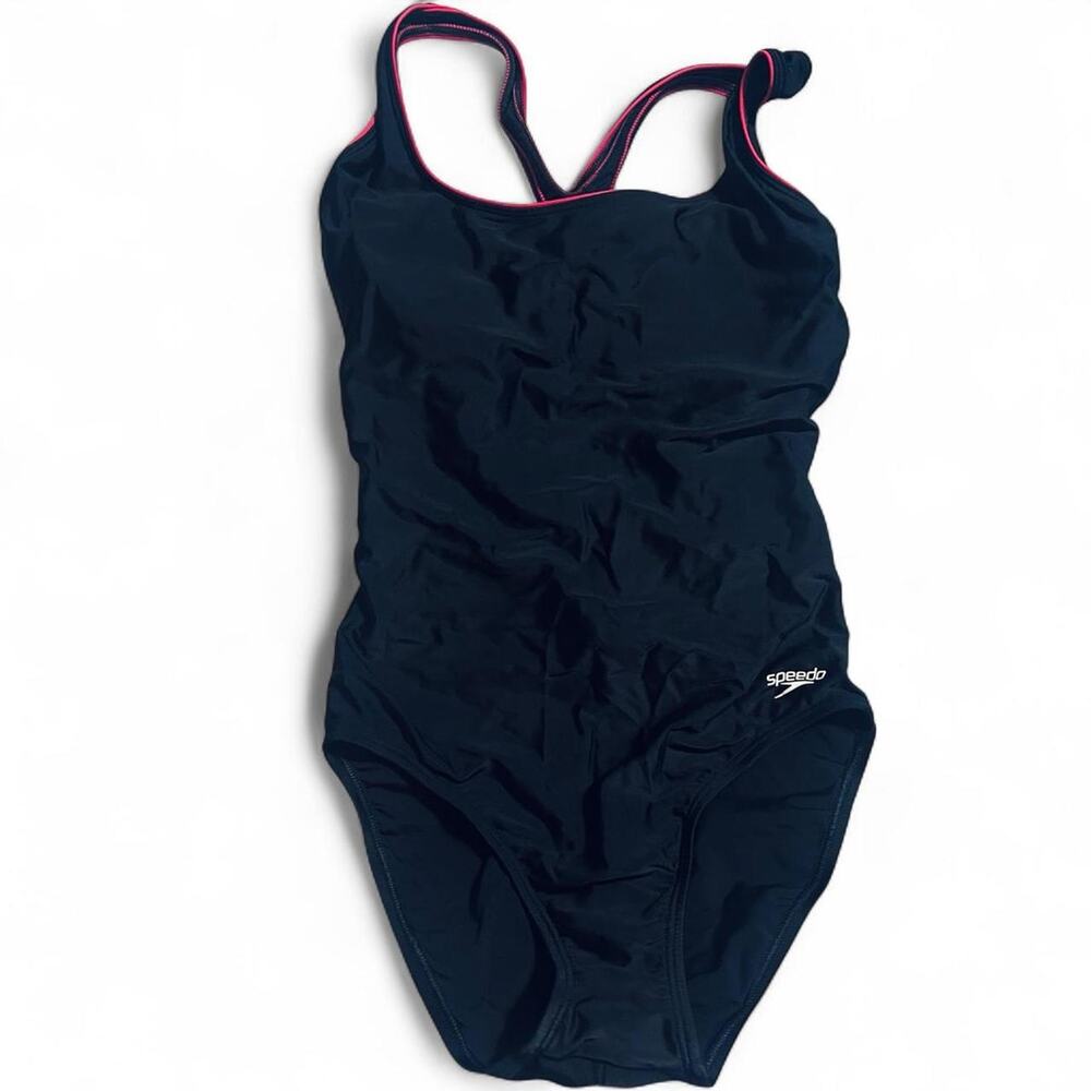 Black/pink Speedo size 8 one‎ piece swimsuit EUC Beach Swim summer